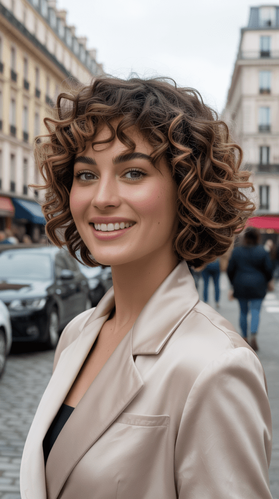 Curly French Bob with Curly Fringe