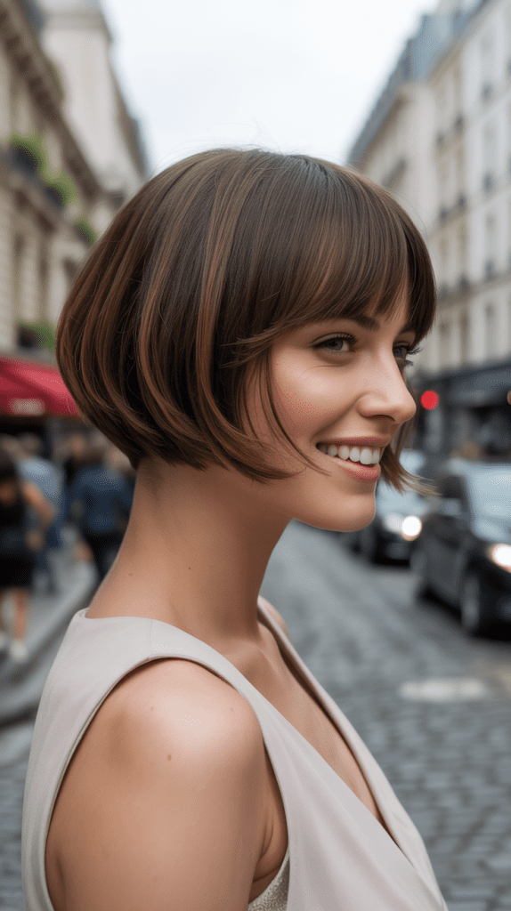 A-Line French Bob with Side Fringe