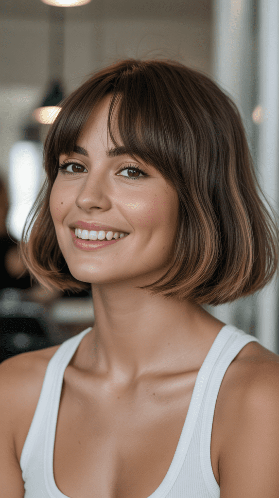 Long Bob with Baby Curtain Bangs