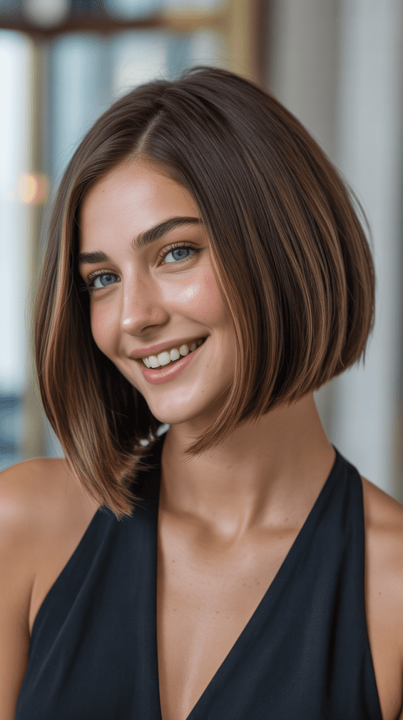 Sleek French Bob with Beveled Ends
