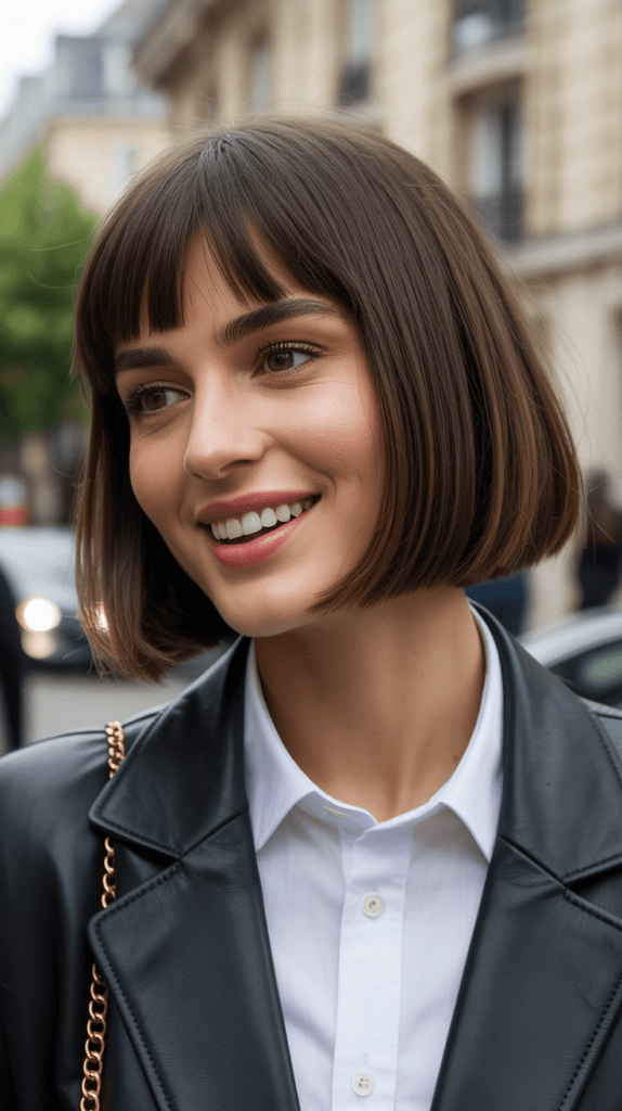 Sleek Angled French Bob with Micro Bangs