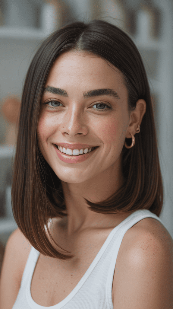 Sleek Center Part Long Bob