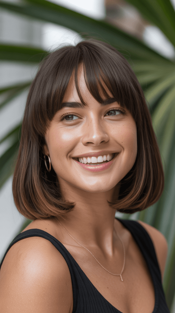 Blunt Cut Long Bob with Bangs
