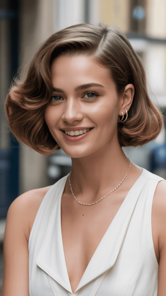 French Bob with Deep Side Part and Swoop Fringe