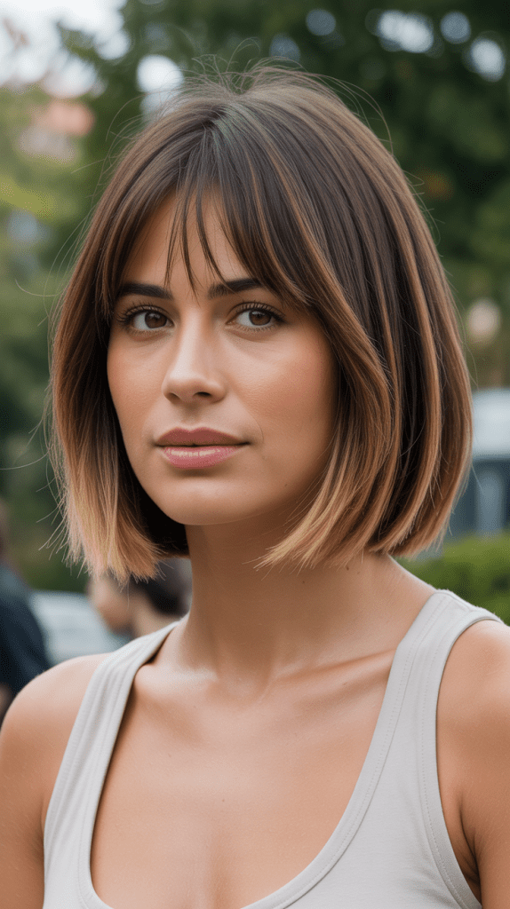 Long Bob with Feathered Curtain Bangs