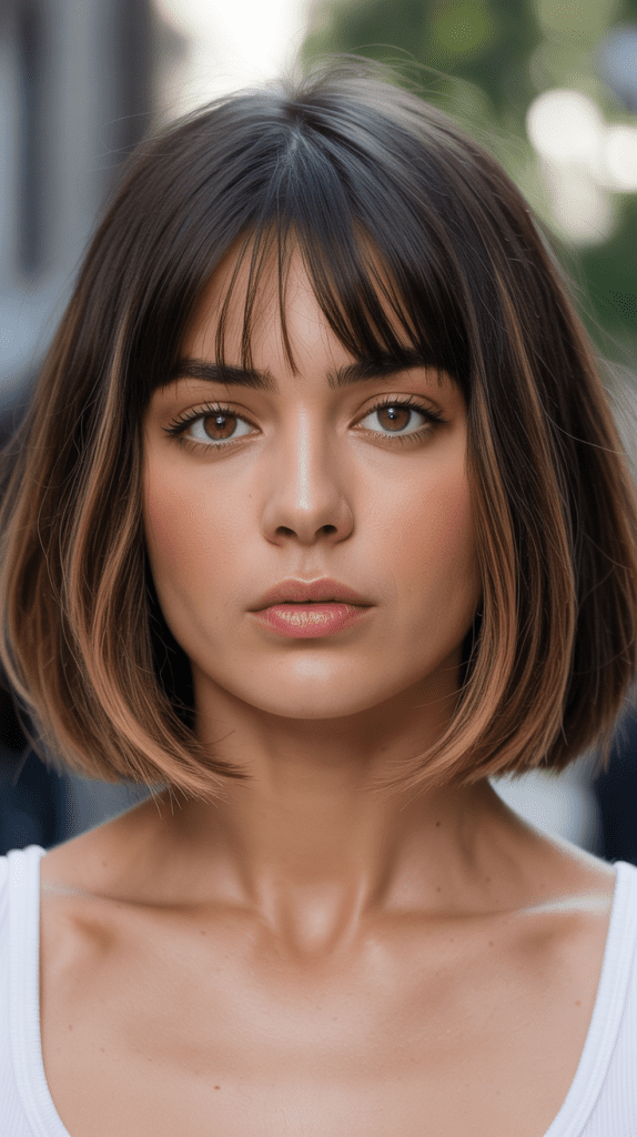 Long Bob with Baby Curtain Bangs