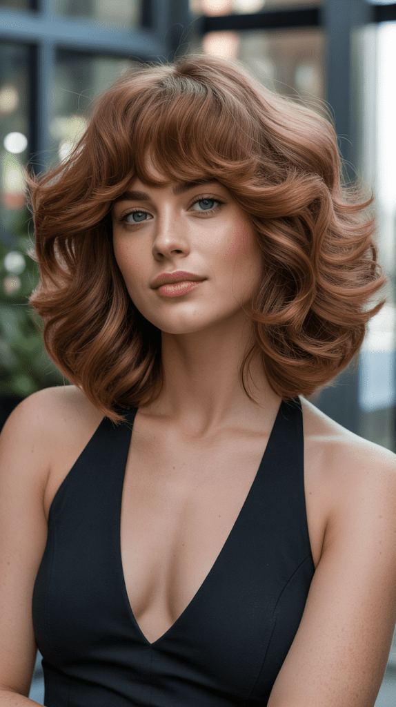 Voluminous Bob with Full Curtain Bangs