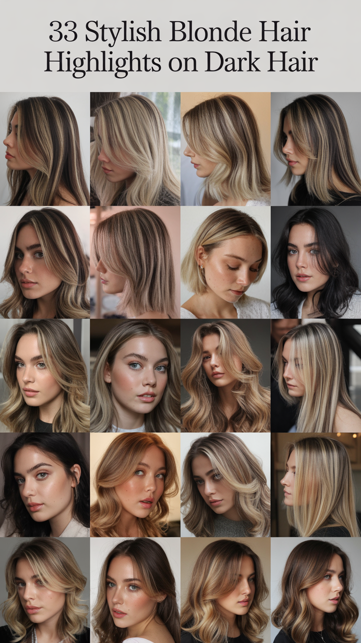 Stylish Blonde Hair Highlights on Dark Hair
