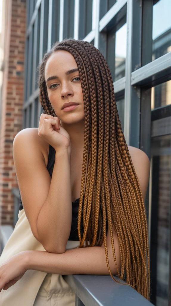 6. Ombre Blonde Ends with Box Braids