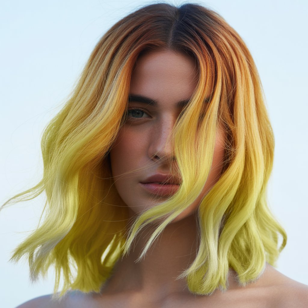 18. Lemon Blonde Balayage with Dark Roots