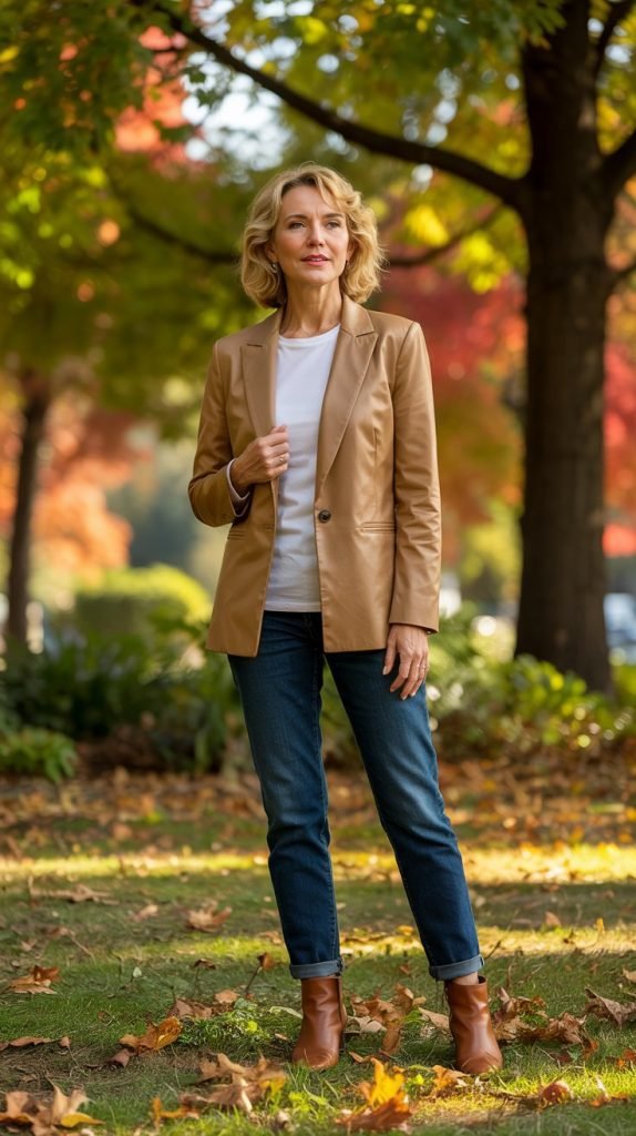 Classic Blazer with Dark Denim and Ankle Boots