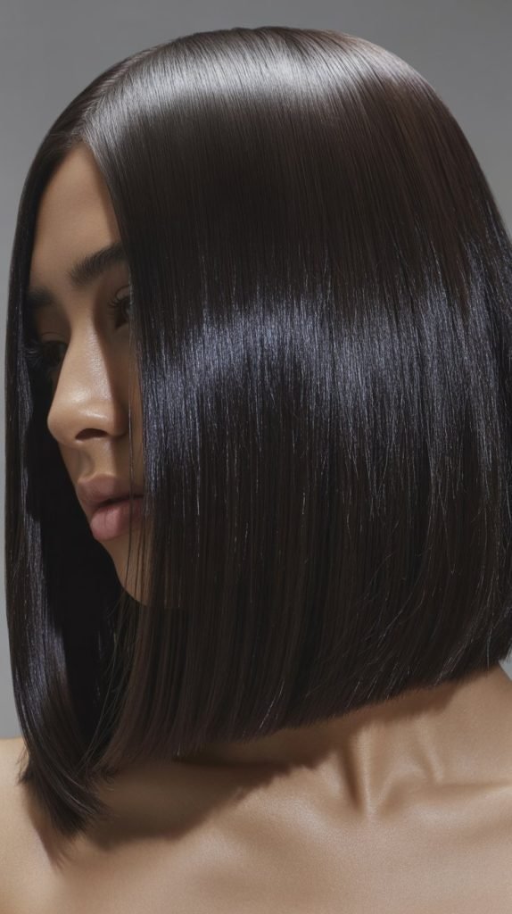 31. Sleek Straight Long Bob with Shine