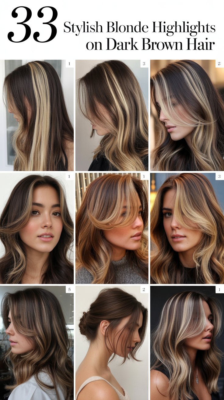 33 Stylish Blonde Highlights on Dark Brown Hair