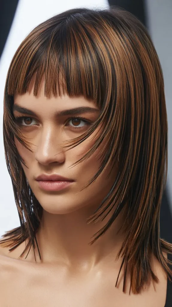  Razored Long Bob with Edgy Curtain Bangs
