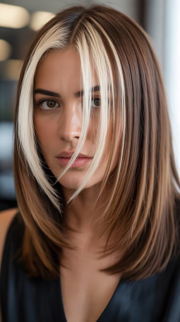 25. Long Bob with Money Pieces