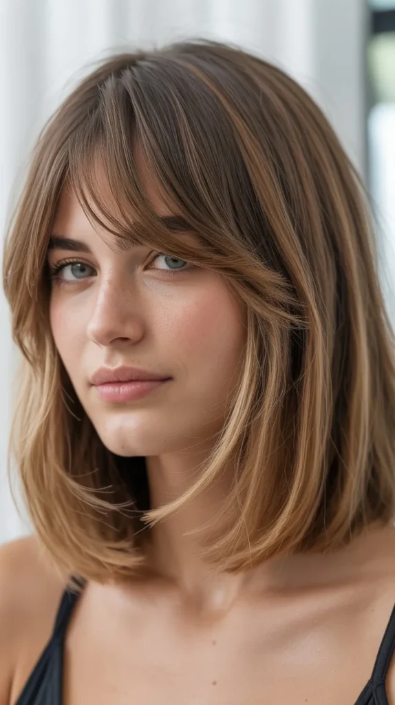 Lived-In Long Bob with Effortless Curtain Bangs