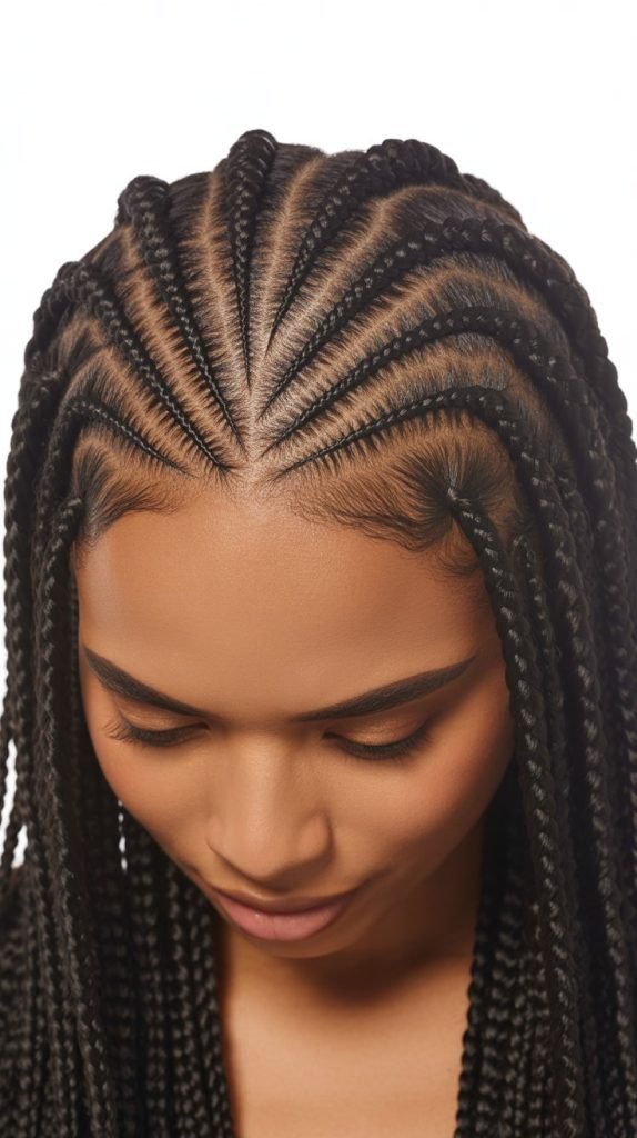 Side Part Knotless Braids with Zigzag Part