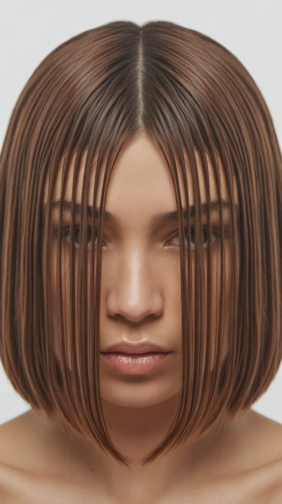 19. Sleek Middle-Parted Long Bob