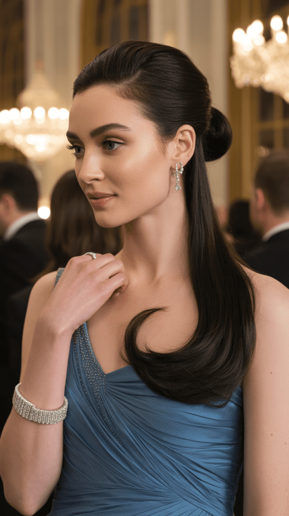 Half Up with Side Sweep