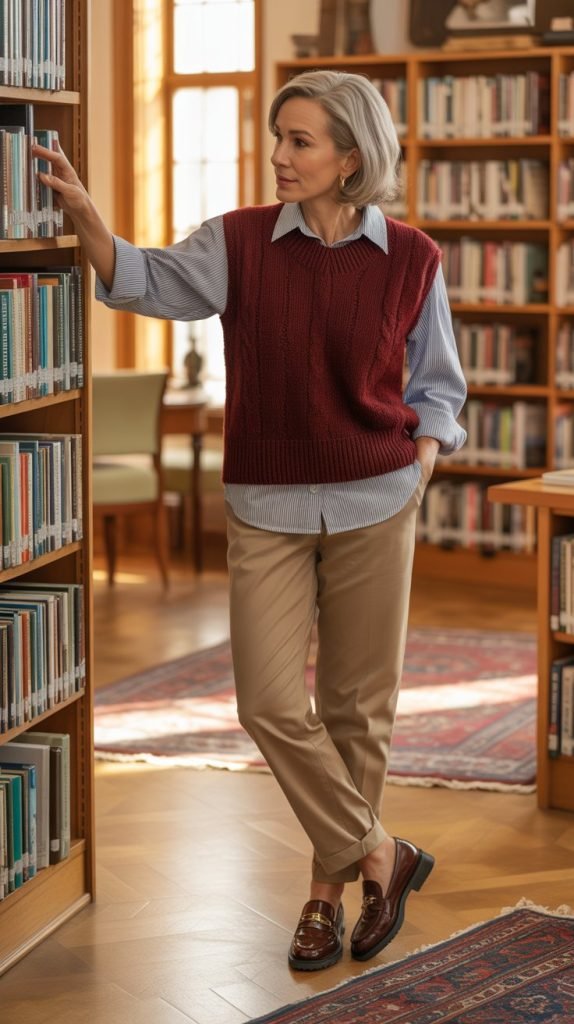 22. Chambray Shirt with Sweater Vest