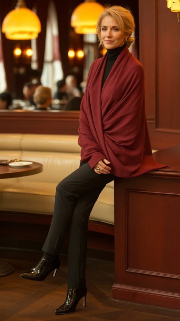 16. Cashmere Wrap with Slim Pants