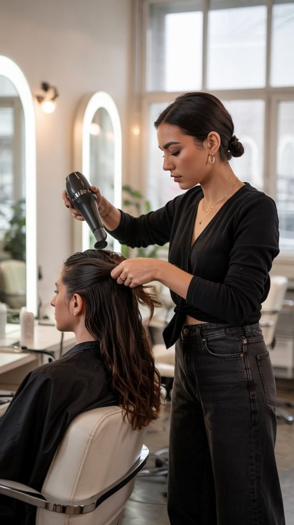 Wrap Top with Straight-Leg Jeans