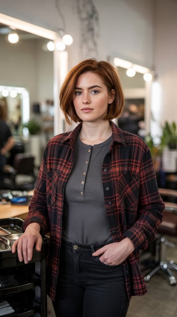 . Oversized Flannel Shirt Over Thermal Henley