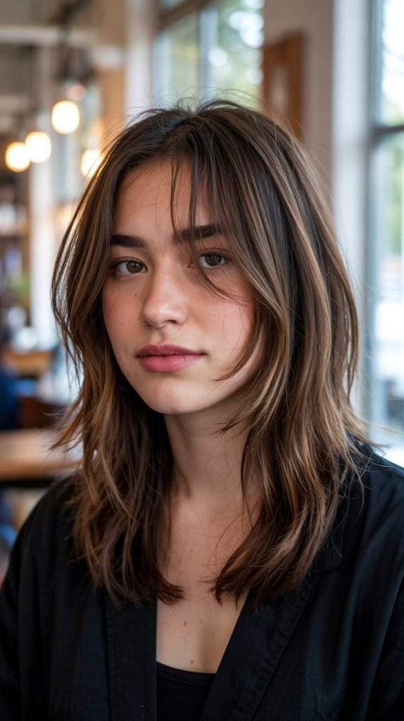  Shaggy Long Bob with Wispy Curtain Bangs