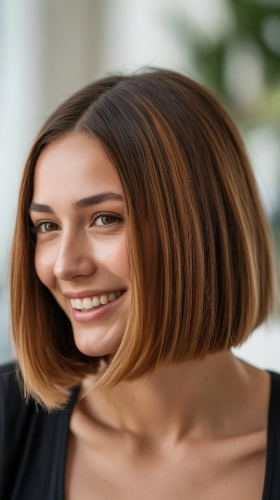 Blunt Long Bob with Lowlights