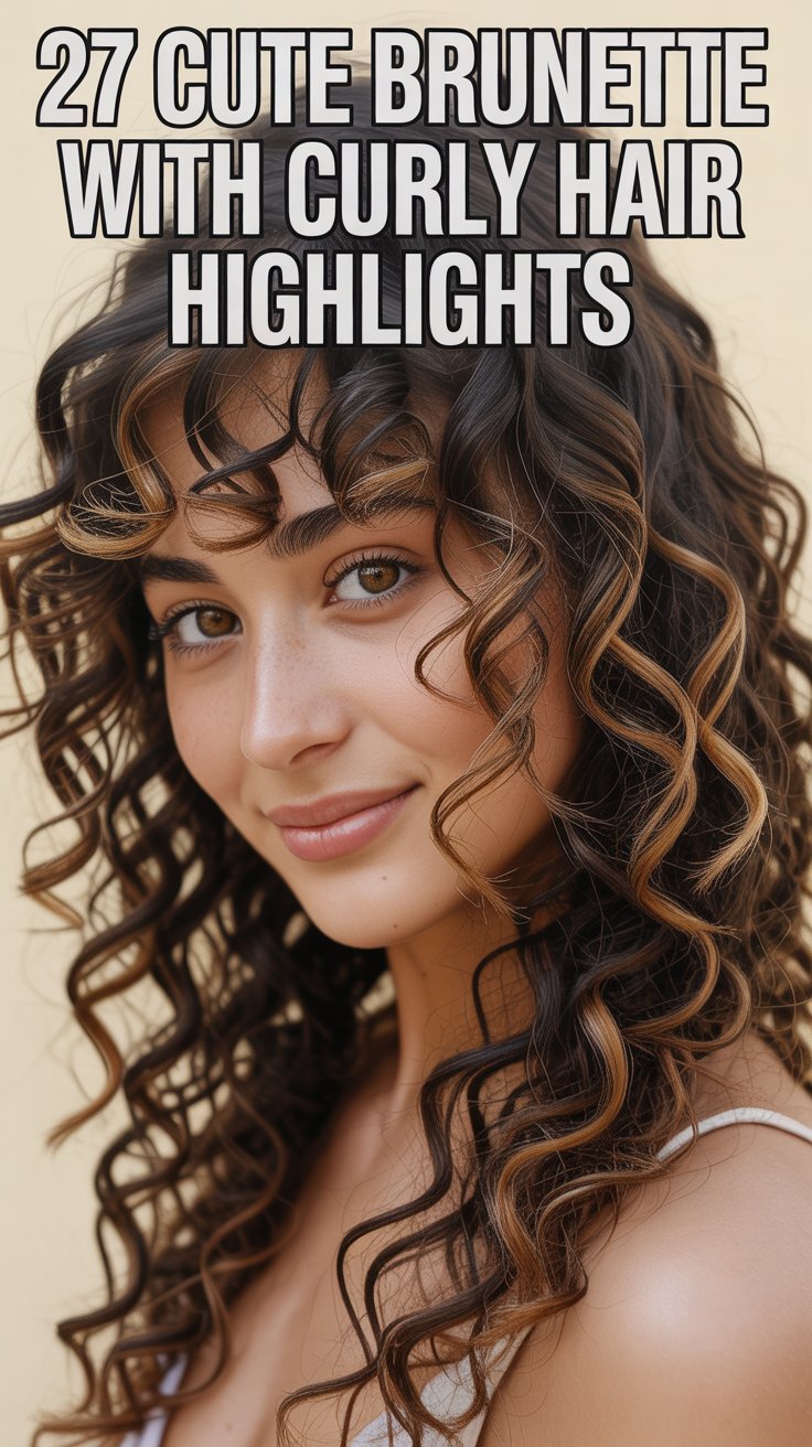 27 Cute Brunette with Curly Hair Highlights
