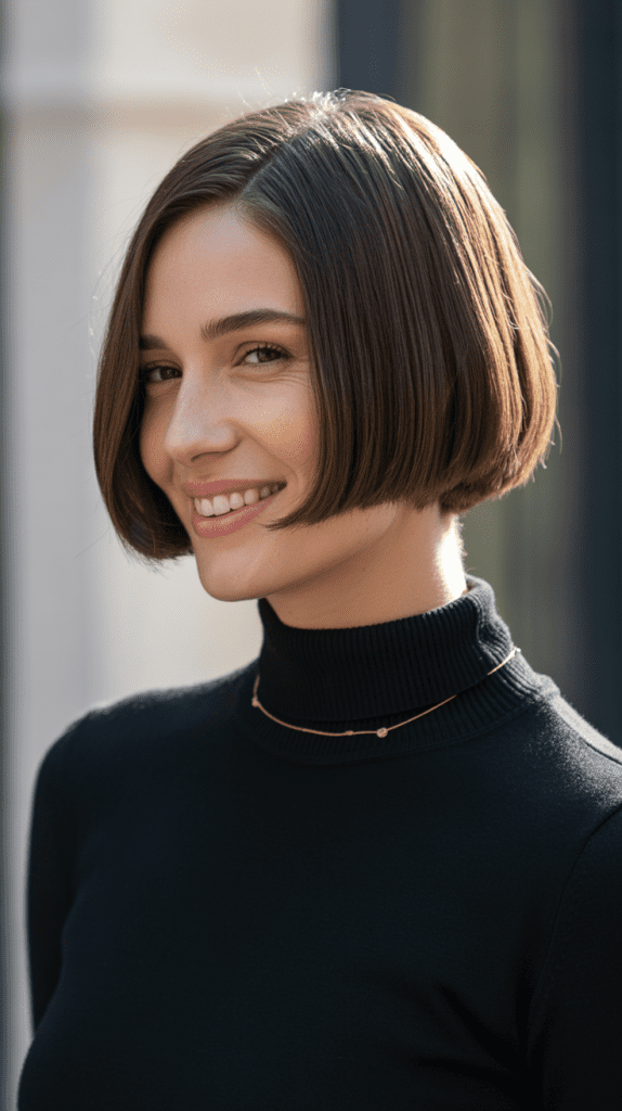 Sleek French Bob with Center Part
