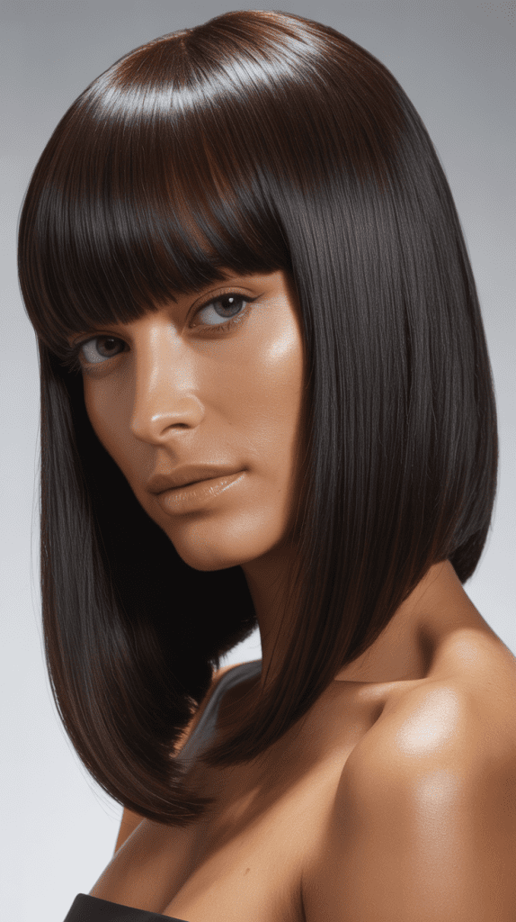 Sleek Long Bob with Blunt Bangs