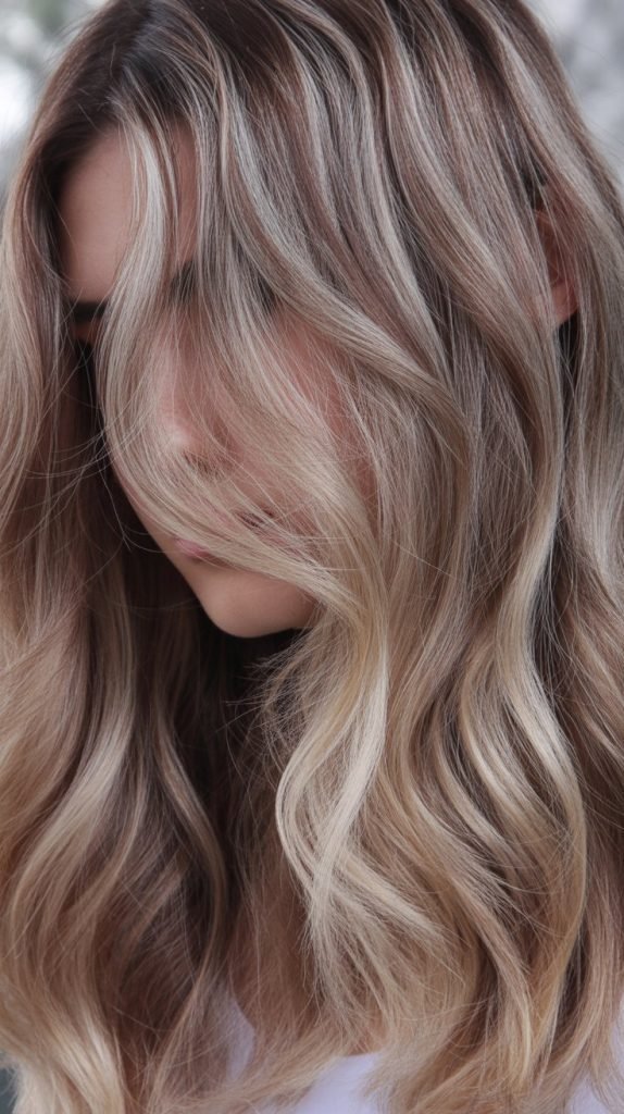 9. Pearl Blonde Highlights with Mushroom Lowlights