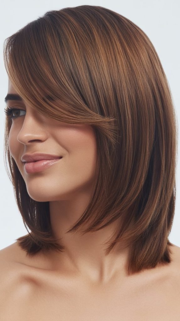 Long Bob with Side Bangs and Angled Ends