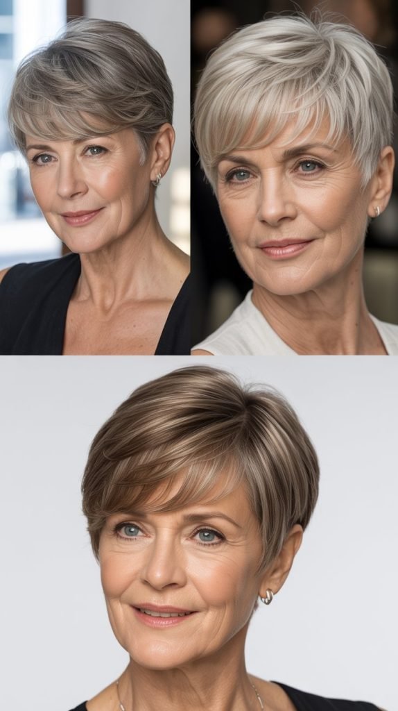 18. Sleek Pixie with Swept Fringe