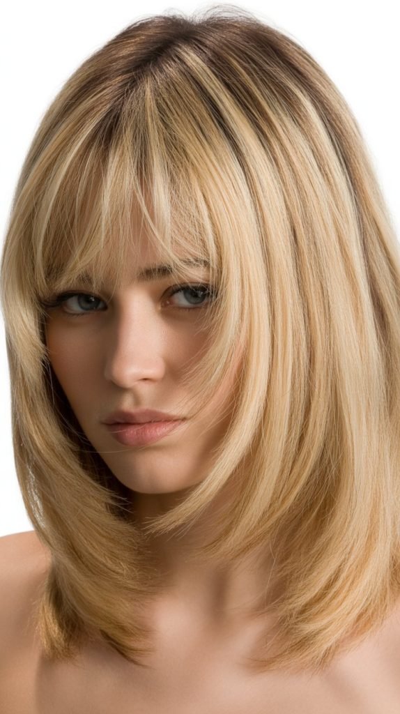 Fine Hair Lob with Curtain Bangs for Volume Illusion