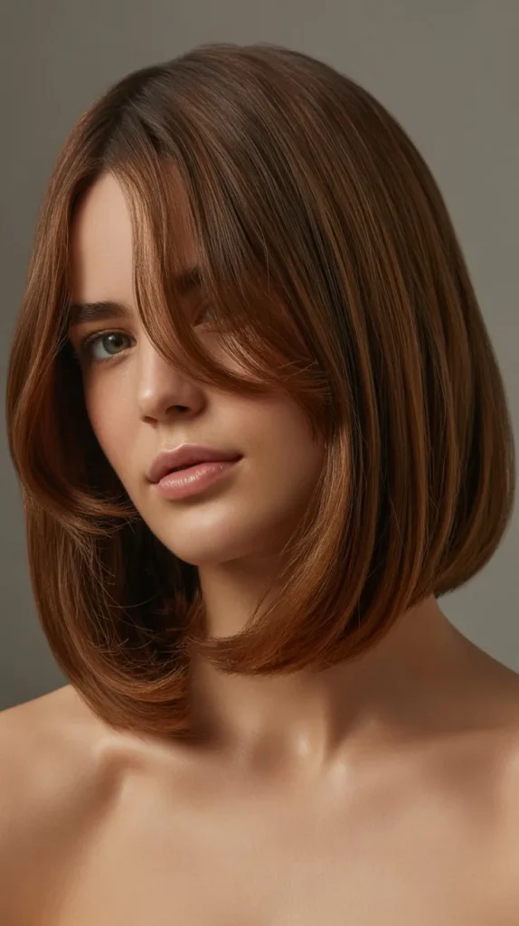 Long Bob with Subtle Side Part and Barely-There Curtain Bangs