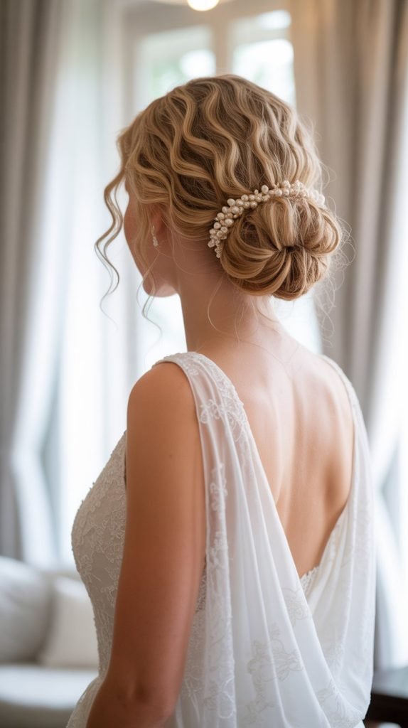 4. Classic Low Bun with Curly Texture