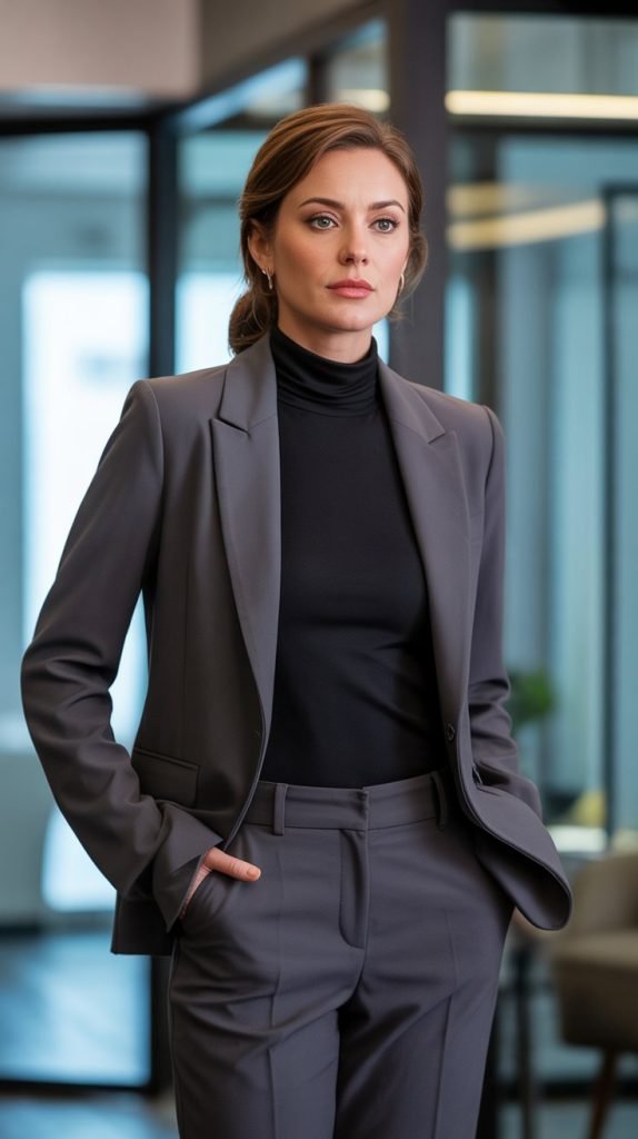 5. Turtleneck and Blazer Combination
