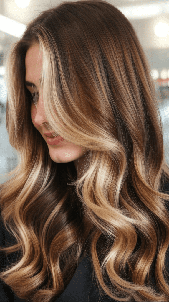 Balayage with Blonde Money Pieces