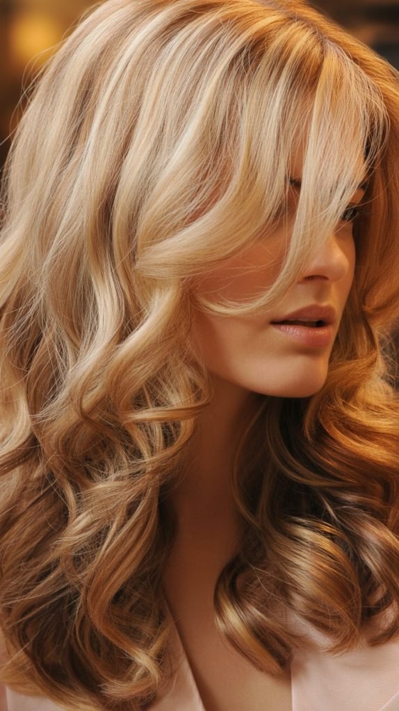 15. Blonde Highlights with Cinnamon Lowlights