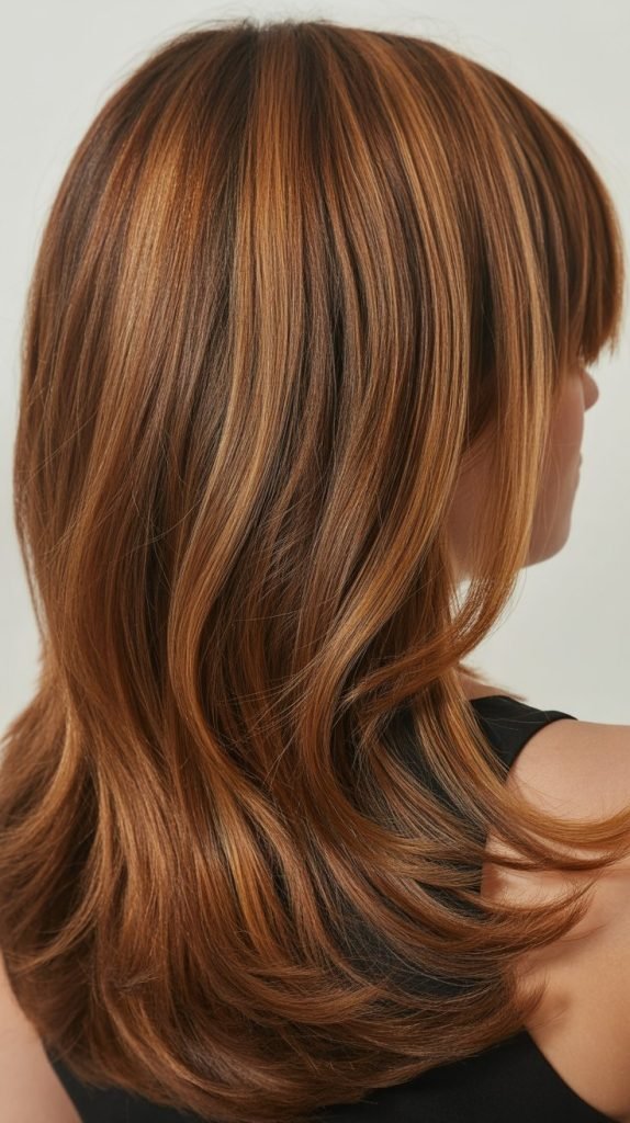 Reverse Balayage: Caramel Base with Brown Highlights