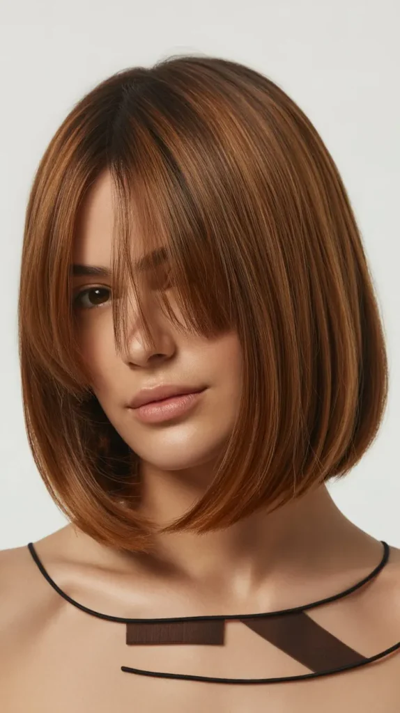 Long Bob with Curtain Bangs and Hidden Undercut