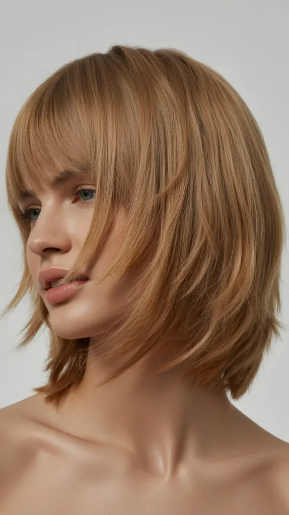 Choppy Textured Long Bob with Piecey Bangs