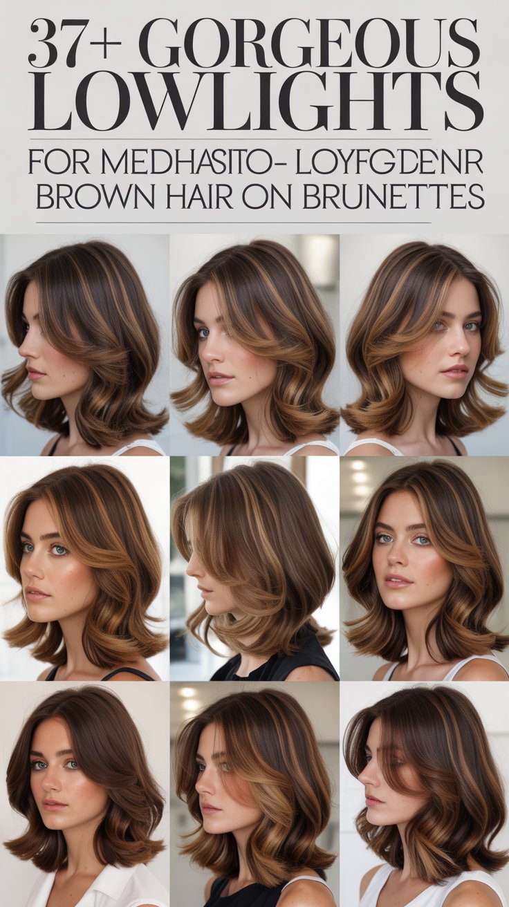 37+ Gorgeous Lowlights for Medium-Length Brown Hair on Brunettes