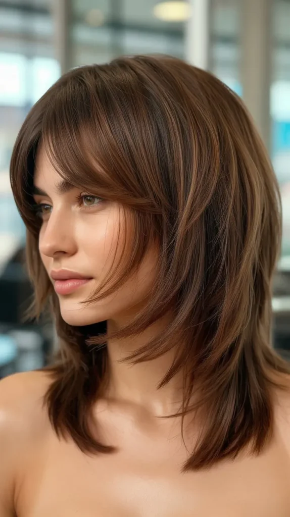 9. Shaggy Long Bob with Curtain Bangs