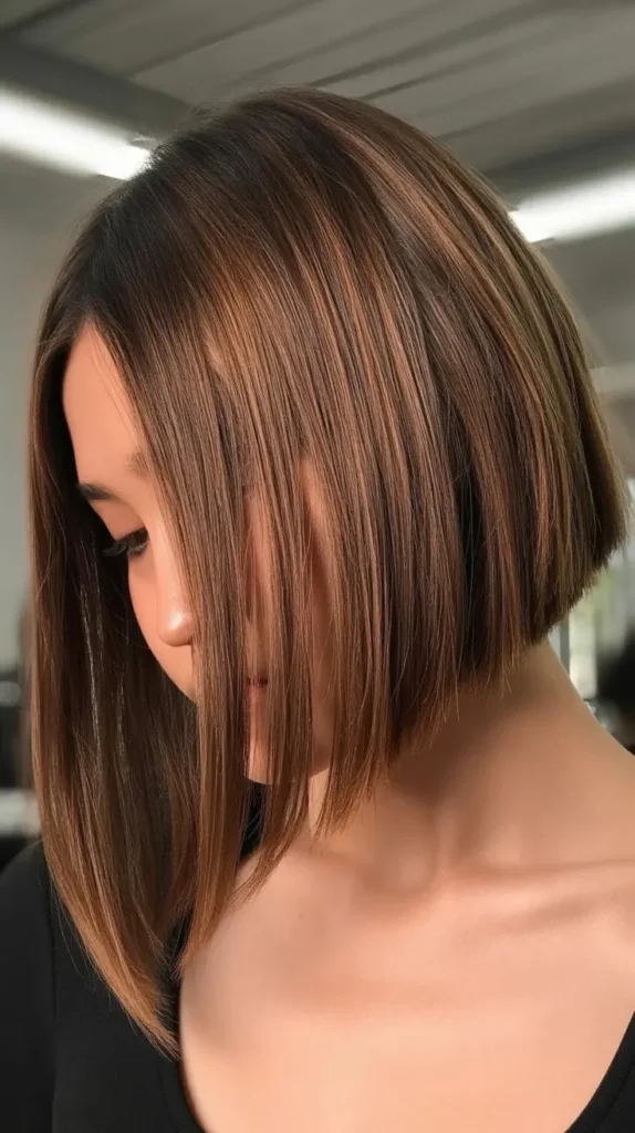 A-Line Inverted Bob with Long Curtain Bangs