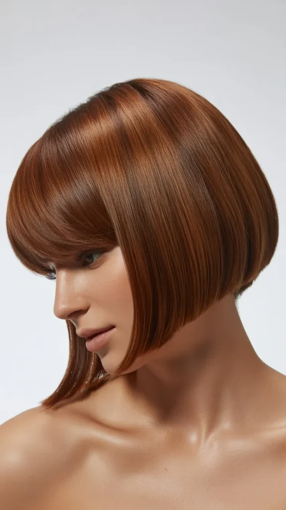 Graduated Inverted Bob with Thick Curtain Bangs