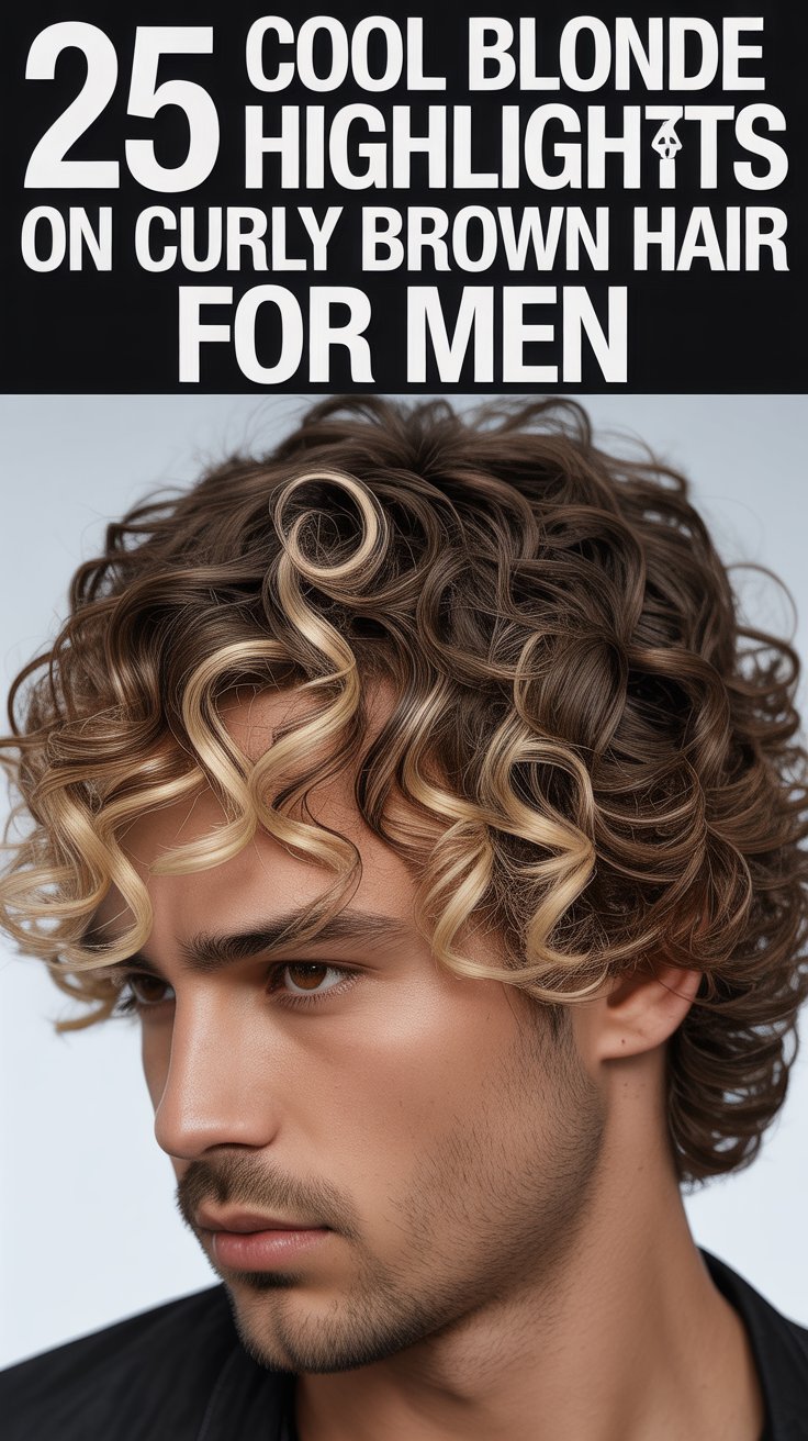 25 Cool Blonde Highlights on Curly Brown Hair for Men