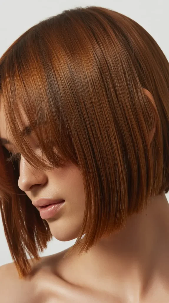 Blunt Cut Long Bob with Wispy Side-Parted Bangs